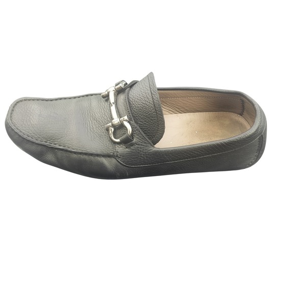 Salvatore Ferragamo Mens Black Pebbled Leather Gancini Bit Driving Loafers Italy main image 15
